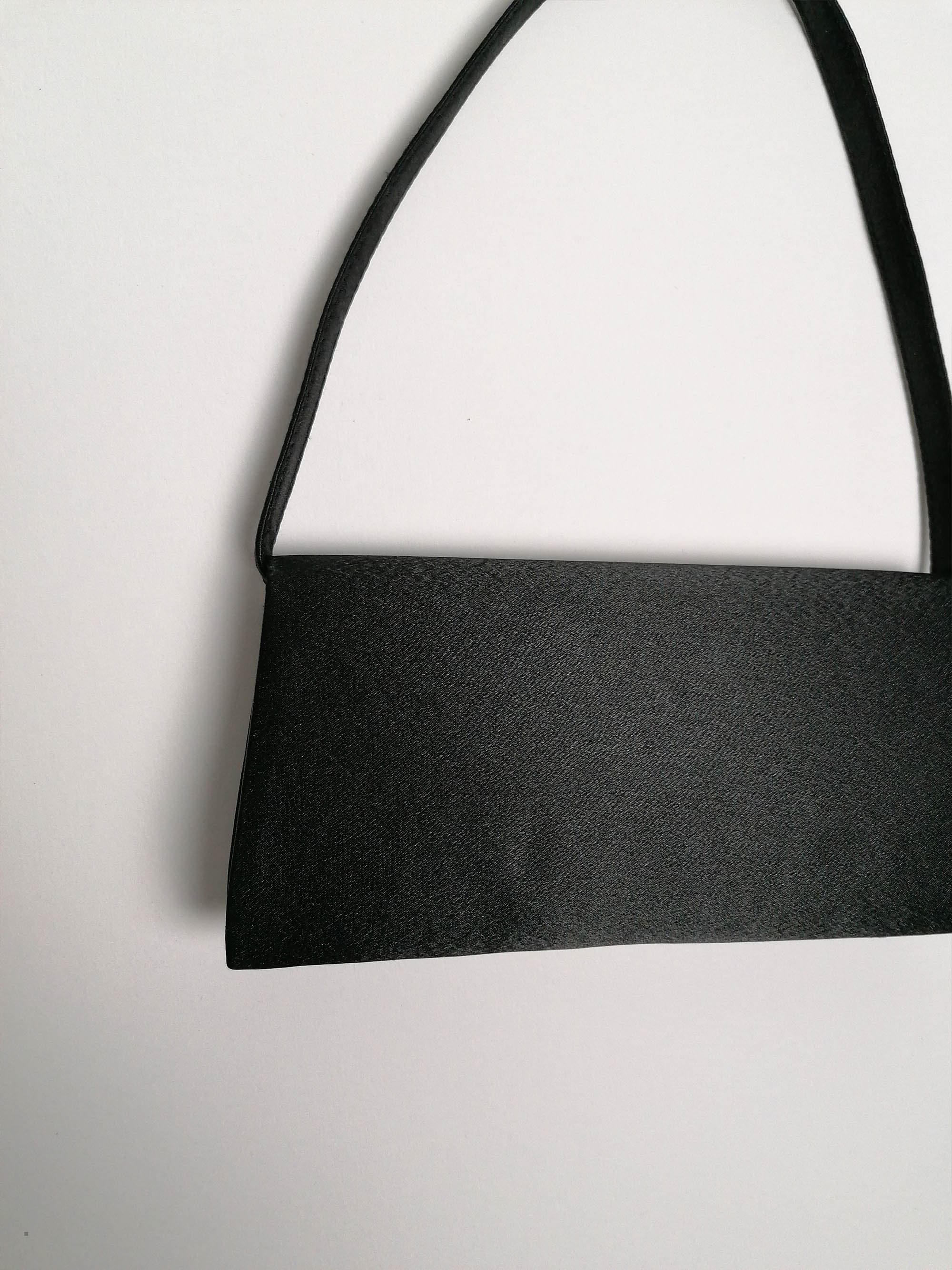 Y2K Small Black Satin Baguette Bag