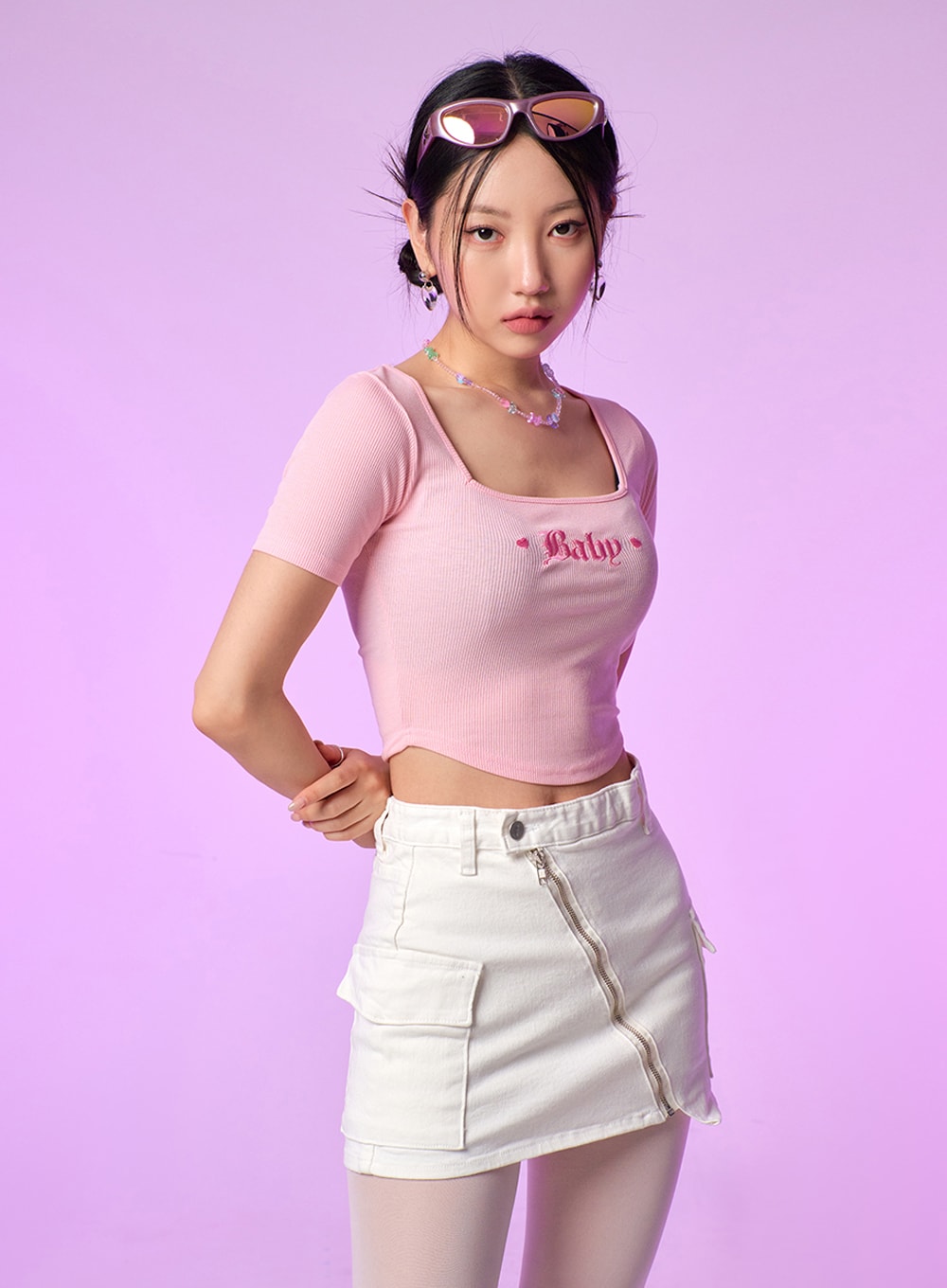 Y2K Square Neck Baby Crop Top IJ430