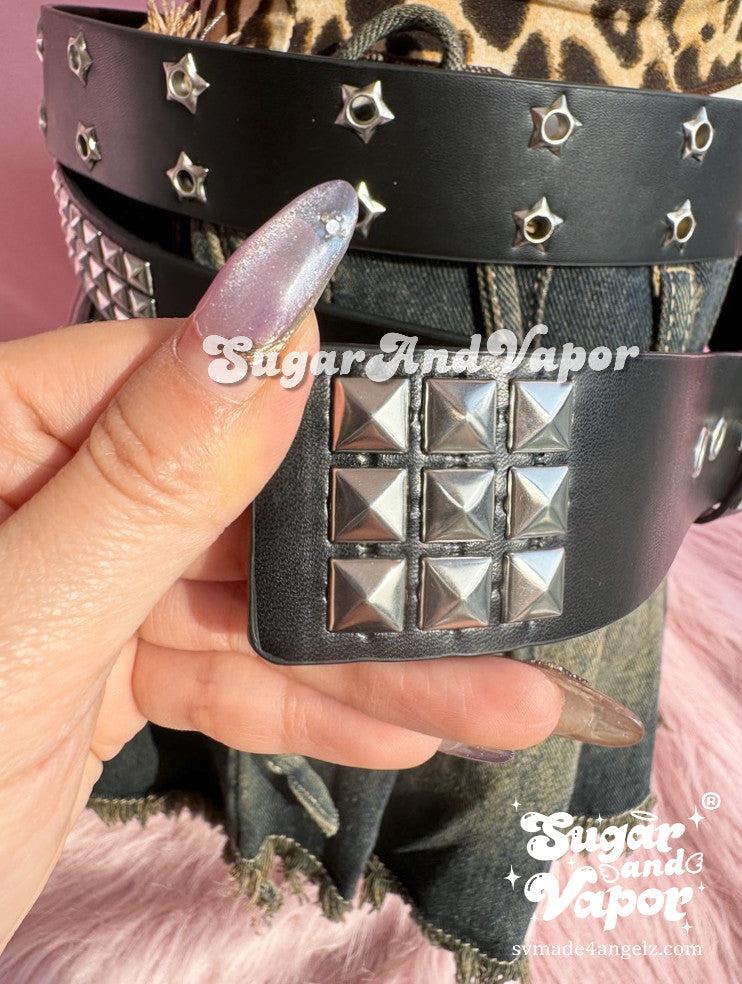 Y2k Star Rivets Grunge Pu Leather Belt