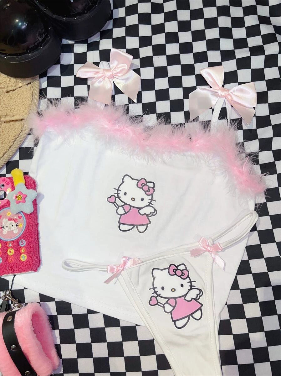 y2k white hello kitty vest by11302