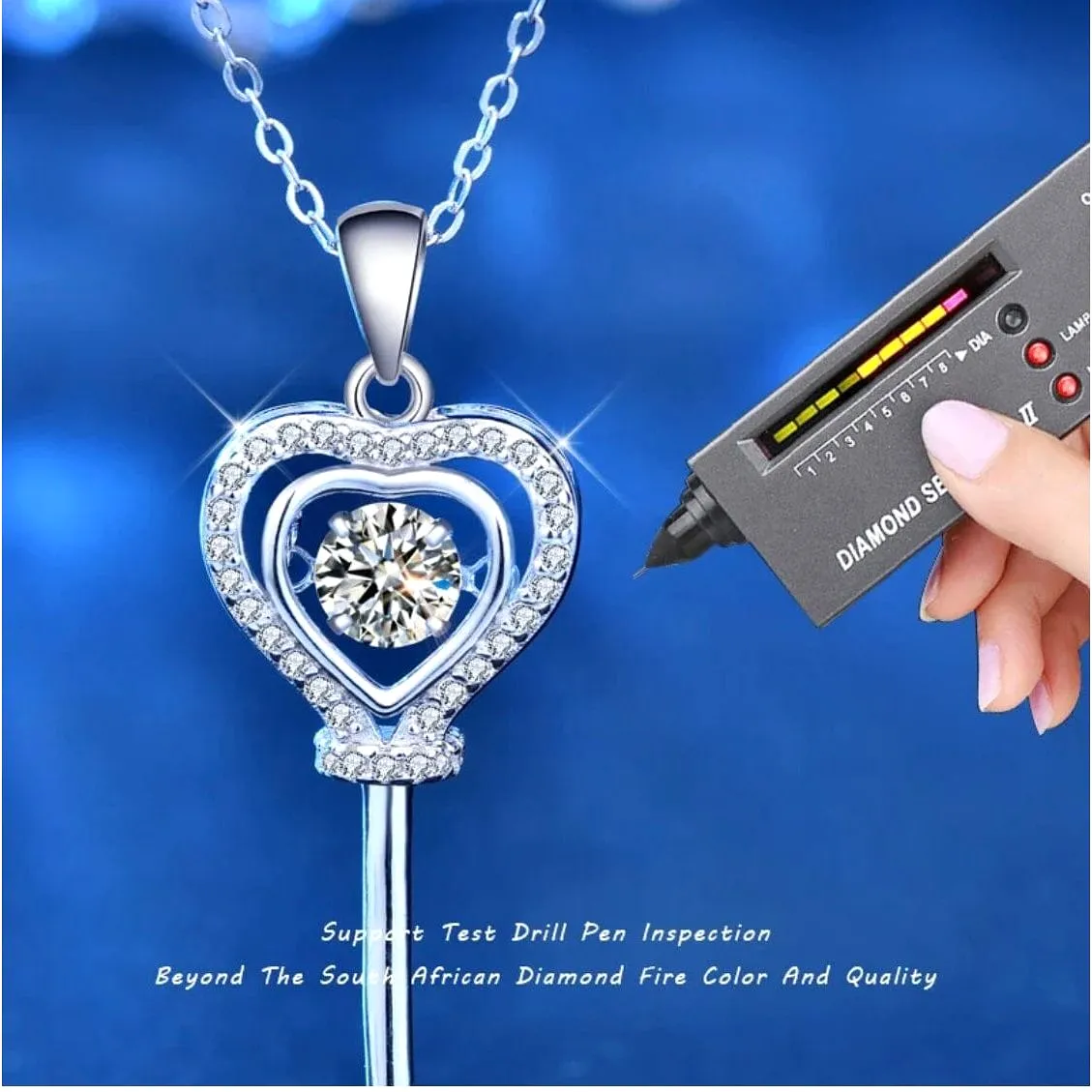 Yolette Diamond Key Heart Necklace